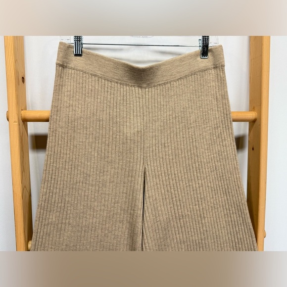 THE DROP Khaki ribbed knit wide leg pants size L - Picture 2 of 11